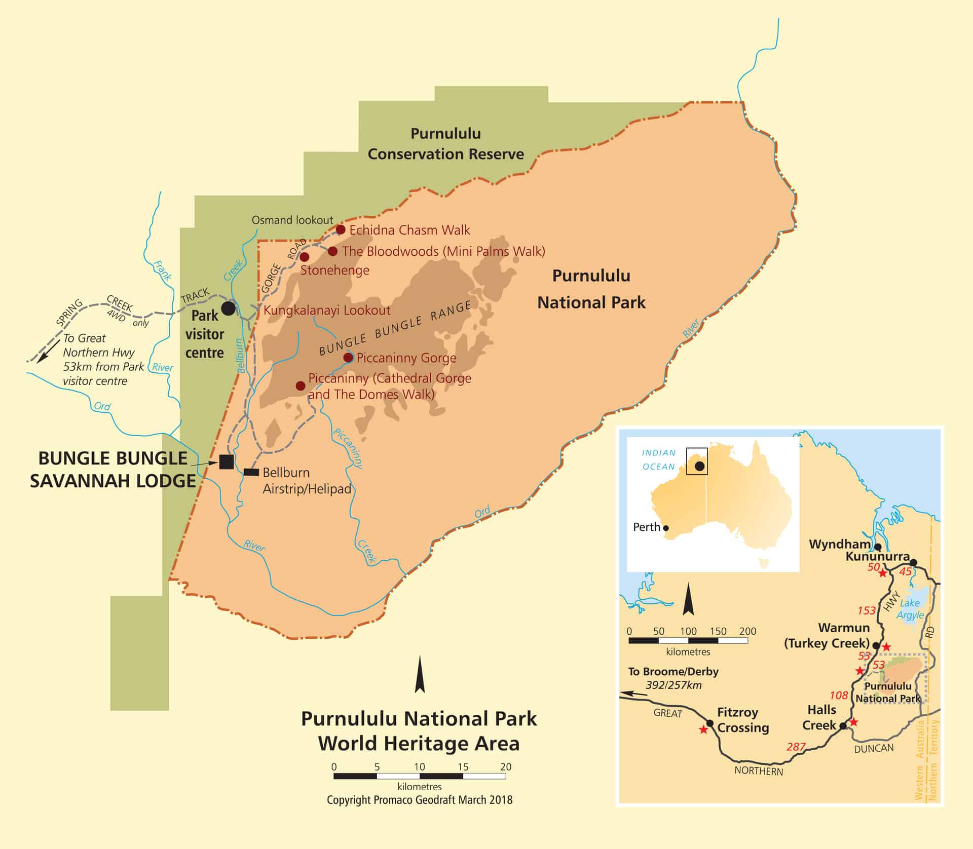 Purnululu National Park Map How To Get Here - Bungle Bungle Savannah Lodge